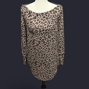 Market & Spruce Leopard Knit Swearer New with Tags Medium Cozy Soft